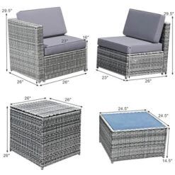 Tangkula Set Of 8 Gray Rattan Wicker Sofa & Table Outdoor Cushioned Sectional Patio Furniture -Tangkula GUEST 0a580132 5d29 45e4 9c34 16fe15749a9d