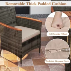 Tangkula 9PCS Patio Rattan Furniture Dining Set Acacia Wood Table Cushioned Chair For Outdoor -Tangkula GUEST 0a622a96 abfa 48f7 8051 b047348b7d5a