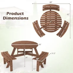 Tangkula 6-Person Round Picnic Table Set W/ 3 Built-in Benches 2" Umbrella Hole 18 Tangkula 6-Person Round Picnic Table Set W/ 3 Built-in Benches 2" Umbrella Hole -Tangkula GUEST 0ac34dbd b1d4 457f 951d fe17133e2db0