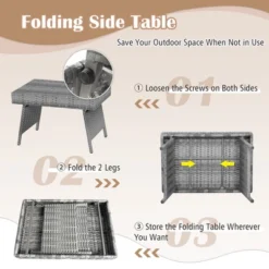 Tangkula Folding Rattan Wicker Coffee Side Table Patio Garden Poolside Yard Outdoor Mix Gray -Tangkula GUEST 0af2e6da 8ae1 483a 9134 36582e22cf42