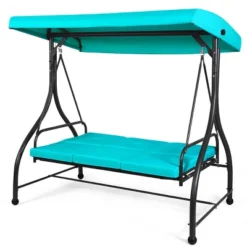 Tangkula 3 Person Porch Swing Hammock Bench Chair Outdoor With Canopy Turquoise/Beige/ Black/Brown/Wine Red -Tangkula GUEST 0b75557f 2ed0 4219 808f ea04325ed9ac