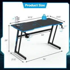 Tangkula Z-Shaped Ergonomic Gaming Desk With Headphone Hook Computer&Office Desk Blue/Red -Tangkula GUEST 0bb7952f 8cc1 448b a7a3 a6e675caeb27