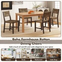 Tangkula Wooden Dining Chair Set Of 4 W/ Natural Weave Seagrass Rattan Backrest & Seat -Tangkula GUEST 0bf1a181 e0d2 4495 bb15 e8ab4abbc1c3