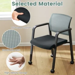 Tangkula 6-Pack Office Conference Chair Set Mesh Guest Reception Stack Chairs With Caster Wheels And Arms Stacking Chair Set -Tangkula GUEST 0c02305a f094 4750 ae21 c58a78d3097e