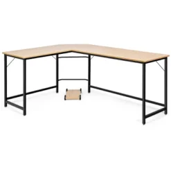 Tangkula L-shaped Computer Desk Corner Office Laptop Game Table Black/Natural -Tangkula GUEST 0d9268be 2981 4278 9472 a1ec29b2fbe7