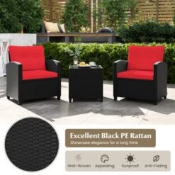 Tangkula 3 PCS Patio Furniture Set W/Tempered Glass Coffee Table Washable Cushions -Tangkula GUEST 0dbf7734 d013 439e be25 6e758b6741fd