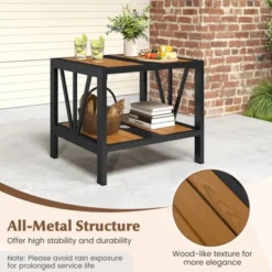 Tangkula Outdoor Side Table 2-Tier Coffee End Table W/ 1.57" Umbrella Hole Storage Shelf -Tangkula GUEST 0e0978ed 01e2 4943 837a 2e619dfdde0f