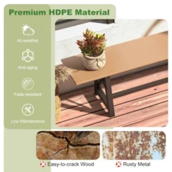 Tangkula 3-4 Person Outdoor HDPE Bench With Metal Frame 72" Long Patio Backless Bench Weatherproof Garden Bench 10 Tangkula 3-4 Person Outdoor HDPE Bench With Metal Frame 72" Long Patio Backless Bench Weatherproof Garden Bench -Tangkula GUEST 0e5ceabd 4daf 44aa 9bad 0230496be6f0