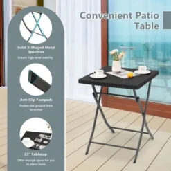 Tangkula 3PCS Patio Bistro Set Folding Wicker Chairs & Table Outdoor Patio Furniture Set 15 Tangkula 3PCS Patio Bistro Set Folding Wicker Chairs & Table Outdoor Patio Furniture Set -Tangkula GUEST 0e74866a d2e9 4160 8184 2b952df72631