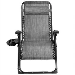 Tangkula Oversized Zero Gravity Lounge Chair Folding Recliner W/ Cup Holder & Pillow, Gray -Tangkula GUEST 0e752326 17d9 4f60 abf8 ffa012ebcc78