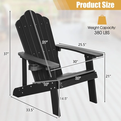 Tangkula 2PCS Adirondack Chair HIPS Adirondack Chair W/Cup Holder Realistic Wood Grain Weather Resistant Outdoor Chair For 380 LBS Weight Capacity Black/Navy/White/Teak/Dark Green/Red/Light Grey/Yellow 8 Tangkula 2PCS Adirondack Chair HIPS Adirondack Chair W/Cup Holder Realistic Wood Grain Weather Resistant Outdoor Chair For 380 LBS Weight Capacity Black/Navy/White/Teak/Dark Green/Red/Light Grey/Yellow - Image 8