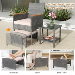 Tangkula 5 Pieces Wicker Patio Furniture Set PE Rattan Porch Chairs W/ Ottomans -Tangkula GUEST 0f02a40e 0d0c 4952 8c07 7046e6e5a5f3