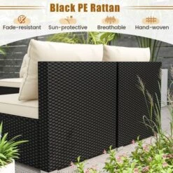 Tangkula 5 Pieces Outdoor Patio Furniture Set Sectional PE Rattan Sofa Set With Cushions And Acacia Wood Coffee Table -Tangkula GUEST 0f0ef6cd 4e56 43b0 ba1f d589efd0b78f