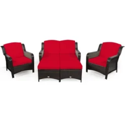 Tangkula 5 PCS Patio Rattan Sectional Sofa Set Outdoor Furniture Conversation Set Cushioned Loveseat Sofa Ottoman 14 Tangkula 5 PCS Patio Rattan Sectional Sofa Set Outdoor Furniture Conversation Set Cushioned Loveseat Sofa Ottoman -Tangkula GUEST 0f326323 9770 44ad bda5 edd52c44a120