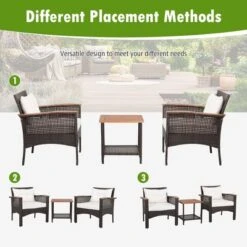 Tangkula 3PCS Patio Conversation Furniture Set PE Rattan Sofa Set W/Wood Top Table -Tangkula GUEST 0f927619 91ce 43aa 9790 17912b032172