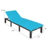 Tangkula 2-Piece Outdoor Rattan Chaise Lounge Chair Adjustable Backrest Recliner With Turquoise Cushions