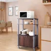 Tangkula 3-tier Display Shelf Microwave Stand Cabinet W/ Rolling Wheel