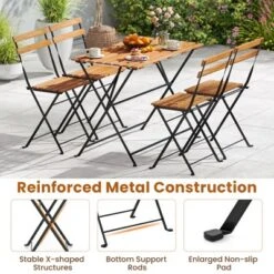 Tangkula 5 PCS Patio Acacia Wood Dining Set W/ 4 Folding Chairs Slatted Seat & Tabletop -Tangkula GUEST 0fd4a65b a2a3 4e85 b2b8 d41bd23770a1