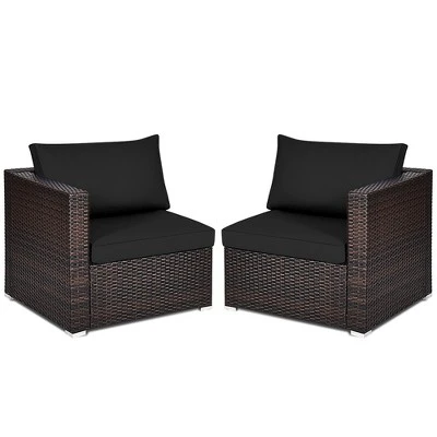 Tangkula 2PCS Rattan Corner Sofa Set Patio Outdoor Furniture Set W/ 4 Black Cushions 7 Tangkula 2PCS Rattan Corner Sofa Set Patio Outdoor Furniture Set W/ 4 Black Cushions - Image 7