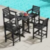 Tangkula Patio Bar Stools Set Of 4 Tall Adirondack Chair W/ Backrest Armrests & Footrests