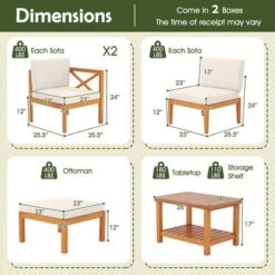 Tangkula L Shaped Outdoor Furniture Set 5 Pieces Acacia Wood Patio Conversation Set Modular Outdoor Lounge Sofa Set W/Cushions -Tangkula GUEST 103fadcb 5d4a 4db3 be0f a13325d2f419