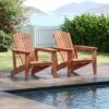 Tangkula 2PCS Solid Wood Garden Chair W/ High Backrest Wide Armrests & Contoured Seat