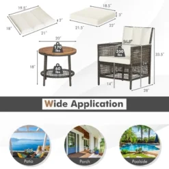 Tangkula 3PCS Patio Wicker Bistro Set Furniture Set PE Rattan Table Set W/ Off White Cushions 13 Tangkula 3PCS Patio Wicker Bistro Set Furniture Set PE Rattan Table Set W/ Off White Cushions -Tangkula GUEST 108e5448 e5a1 498c ba59 02ebe086f070