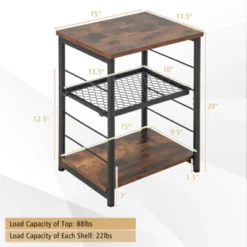 Tangkula 3-Tier Industrial Side Table Nightstand With Removable Mesh Metal Shelf Adjustable Leveling Foot Pads End Table -Tangkula GUEST 10a340fc 22a5 44c0 85e0 c07fa81e8b55