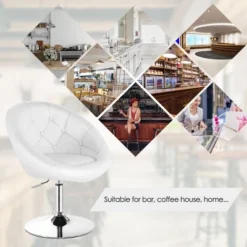 Tangkula Modern Swivel Bar Stools Height Adjustable Round Tufted Back Accent Chair Black/White -Tangkula GUEST 10aee1cc 583a 4d9c b783 7cf11d6b2530