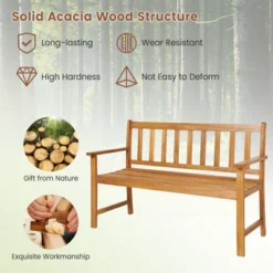 Tangkula 2-Person Outdoor Bench Patio Wooden Bench With Ergonomic Backrest & Armrests All-weather Acacia Wood Frame 48"x 22" 16 Tangkula 2-Person Outdoor Bench Patio Wooden Bench With Ergonomic Backrest & Armrests All-weather Acacia Wood Frame 48"x 22" -Tangkula GUEST 10da56f4 6419 4e3d aaab 495d9135ad66