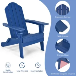 Tangkula Folding Patio Adirondack Chair Weather Resistant Cup Holder Yard Navy -Tangkula GUEST 10e5a5bd e6d2 4aa1 a613 b1ef05937b6e
