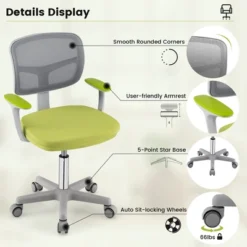 Tangkula Kids Desk Chair Adjustable Height Children Study Chair W/Auto Brake Casters Blue / Pink -Tangkula GUEST 110bae66 97b2 427d 8efc 208530c4c731