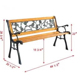 Tangkula Garden Iron Bench Porch Path Hardwood Chair For Patio Park Outdoor Deck -Tangkula GUEST 11cf3082 e40a 4a8c 885f 6f10e1ceee67
