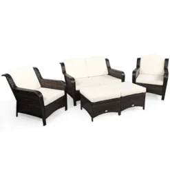 Tangkula 5 PCS Patio Rattan Sectional Sofa Set Outdoor Furniture Conversation Set Cushioned Loveseat Sofa Ottoman 19 Tangkula 5 PCS Patio Rattan Sectional Sofa Set Outdoor Furniture Conversation Set Cushioned Loveseat Sofa Ottoman -Tangkula GUEST 11e3608e 581c 4d5c 975c 4f75f5a69bc7