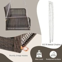 Tangkula Wicker Outdoor Porch Swing 800 LBS Capacity Outdoor Swing Bench W/ Hanging Chains 14 Tangkula Wicker Outdoor Porch Swing 800 LBS Capacity Outdoor Swing Bench W/ Hanging Chains -Tangkula GUEST 12383fe3 45d9 48a3 8e01 993f05209487