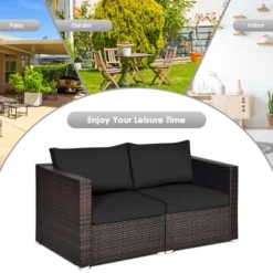 Tangkula 2PCS Rattan Corner Sofa Set Patio Outdoor Furniture Set W/ 4 Black Cushions 11 Tangkula 2PCS Rattan Corner Sofa Set Patio Outdoor Furniture Set W/ 4 Black Cushions -Tangkula GUEST 12e15965 291f 4756 9271 fc6641b2f887