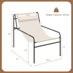 Tangkula Patio Sling Chair Modern Accent Chair W/ Removable Headrest & Sturdy Metal Frame -Tangkula GUEST 13544620 a75a 4a88 8beb 61a7ecb7ea87