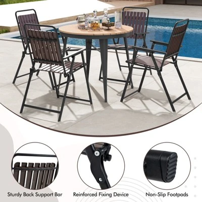 Tangkula 4 Pcs Patio Folding Chairs Portable Outdoor Dining Chairs W/ PP Seat & Back 4 Tangkula 4 Pcs Patio Folding Chairs Portable Outdoor Dining Chairs W/ PP Seat & Back - Image 4