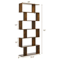 Tangkula 2 PCS 6-Tier S-Shaped Wooden Bookshelf Storage Bookcase Multifunctional Display Stand Shelf -Tangkula GUEST 13858e56 5c5c 432b 9a90 c75cc9f725ec