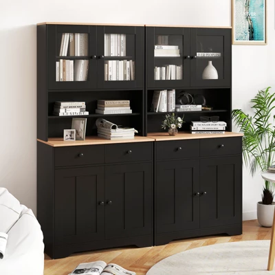 Tangkula Pantry Cabinet 67" Tall Kitchen Floor Cabinet W/ 2 Removable Shelves 2 Drawers 3 Tangkula Pantry Cabinet 67" Tall Kitchen Floor Cabinet W/ 2 Removable Shelves 2 Drawers - Image 3