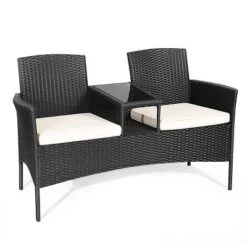 Tangkula Outdoor Conversation Furniture Set Rattan Wicker Loveseat Sofa Chair -Tangkula GUEST 14310d30 4e7b 4e54 bf03 e14e895c111c