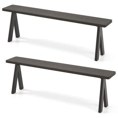 Tangkula 3-Person Outdoor Bench Set Of 2 W/ 800 LBS Bearing Capacity For Garden 6 Tangkula 3-Person Outdoor Bench Set Of 2 W/ 800 LBS Bearing Capacity For Garden - Image 6