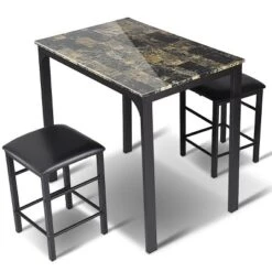 Tangkula 3 Pieces Counter Height Table Set 2 Chairs Bar Dining Room Faux Marble -Tangkula GUEST 14bbdec5 b4a7 4713 b5da 5c7e65eb59de