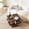 Tangkula 2-Tier Square Coffee Table 24" Living Room Center Table With 4 Storage Compartments