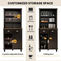 Tangkula Freestanding Buffet Hutch Kitchen Pantry Storage Cabinet W/ Sliding Doors -Tangkula GUEST 1526b43f f3f8 41e3 9bef ce3337a2f43f