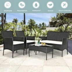 Tangkula Rattan Patio Conversation Set Cushioned Sofa With Coffee Table 10 Tangkula Rattan Patio Conversation Set Cushioned Sofa With Coffee Table -Tangkula GUEST 1556f48e ca22 4828 bf15 35869bcb4848