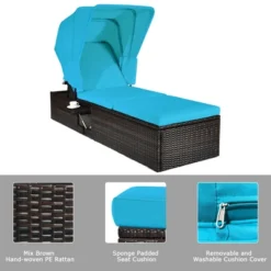 Tangkula 2PCS Rattan Patio Chaise Lounge Chair W/ Adjustable Canopy Turquoise Cushion 16 Tangkula 2PCS Rattan Patio Chaise Lounge Chair W/ Adjustable Canopy Turquoise Cushion -Tangkula GUEST 1596c7e6 a201 4617 b454 4d27c938ddf0