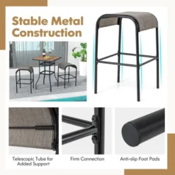 Tangkula 3-Piece Patio Dining Set W/ Umbrella Hole Metal Frame & Breathable Fabric Seat -Tangkula GUEST 15c531ae 99d0 4baa ac62 fef609ecfb46