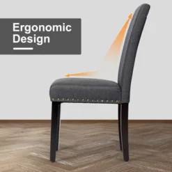 Tangkula 2-Piece Upholstered Linen Fabric Dining Chairs With High Backrest & Padded Seat -Tangkula GUEST 167300da 4a21 40c4 bb35 4b751fbe88df