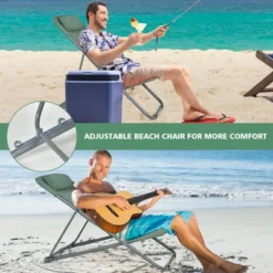 Tangkula 2 PCS Beach Chair Lounger Reclining Folding Chair W/3-Position Adjustable Backrest Blue/Orange/Green -Tangkula GUEST 16ac02d1 a488 4772 8d1e 5618ce6a5385